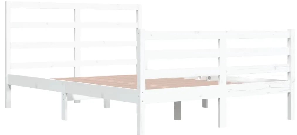 Estrutura de cama 140x200 cm madeira de pinho maciça branco