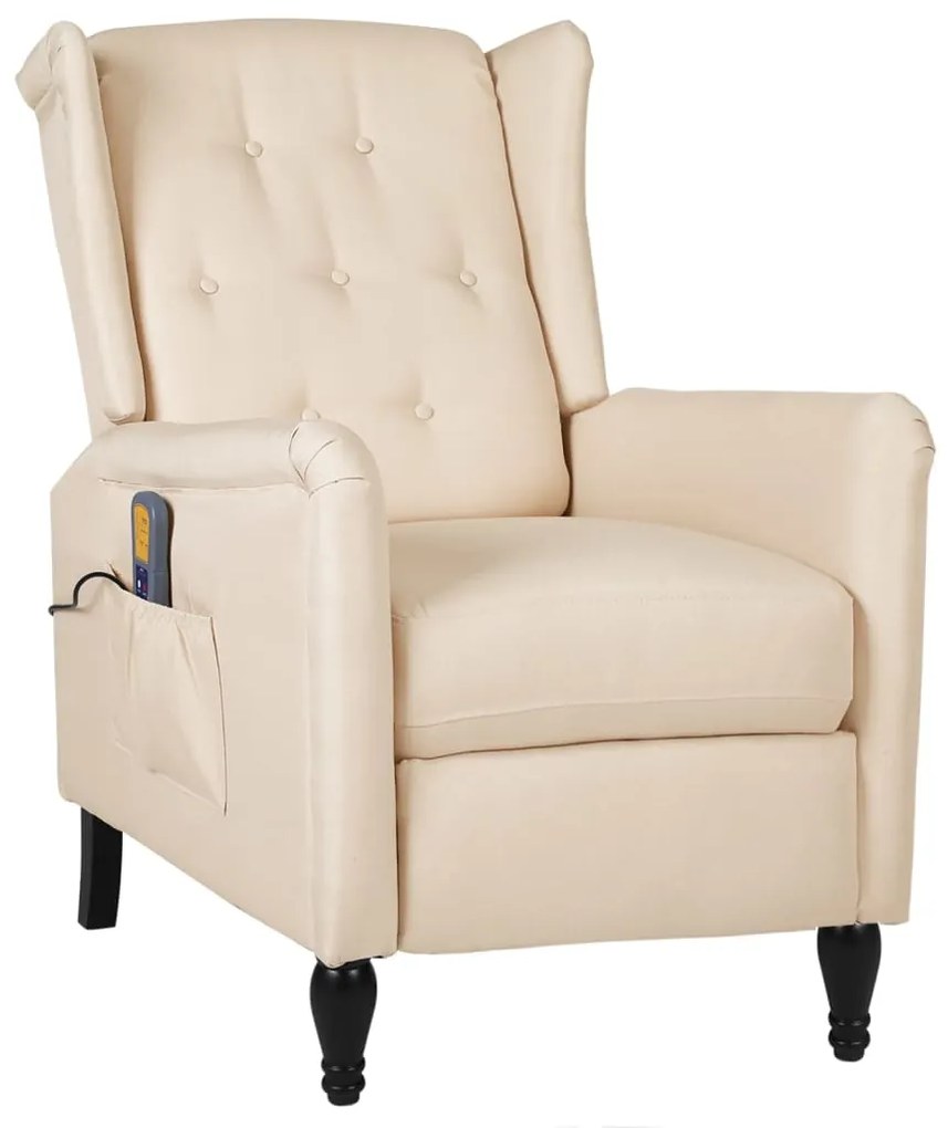 vidaXL Poltrona de massagens reclinável tecido cor creme