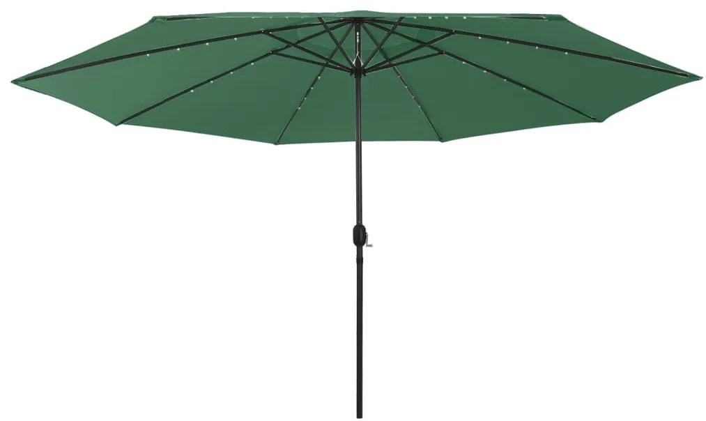 vidaXL Guarda-sol de jardim com luzes LED 400 cm verde