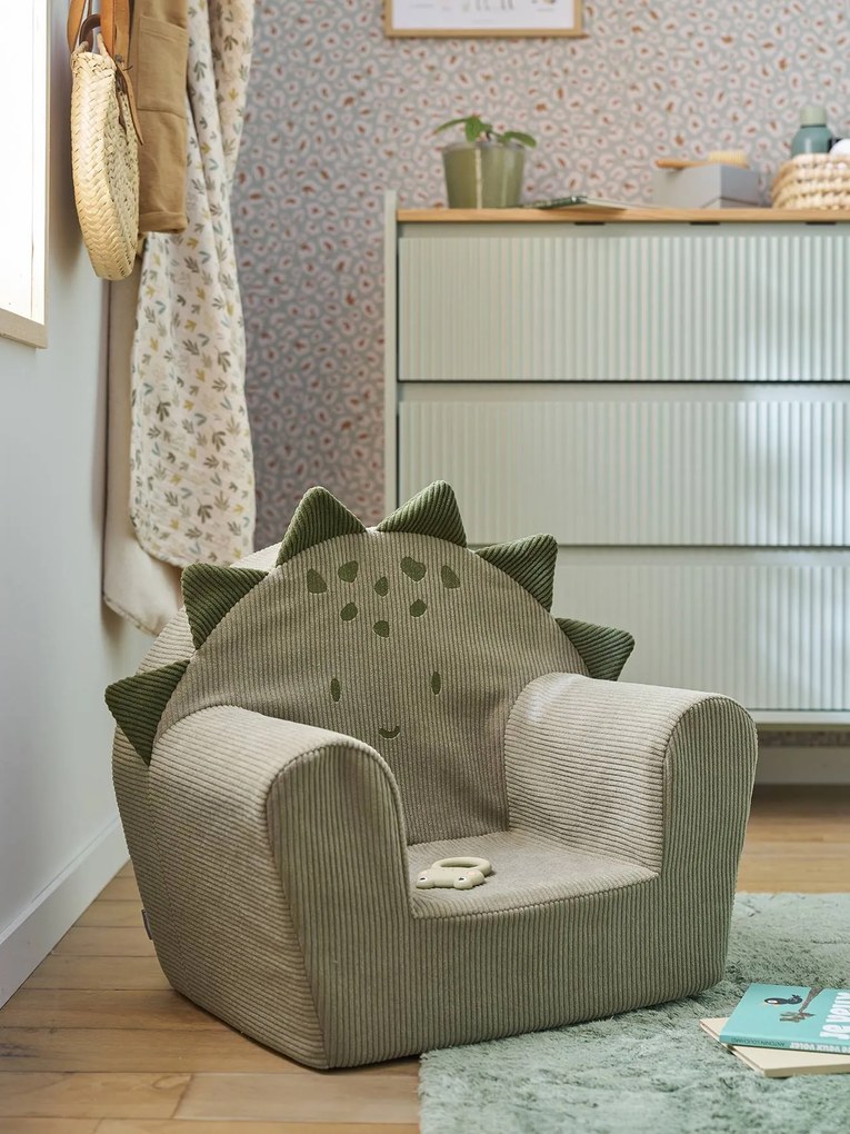 Cadeirão em espuma de dinossauro personalizável verde