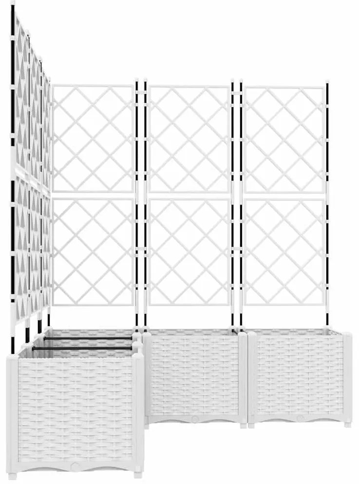 Jardineira com Treliça 5 pcs Branca 120x120x143 cm