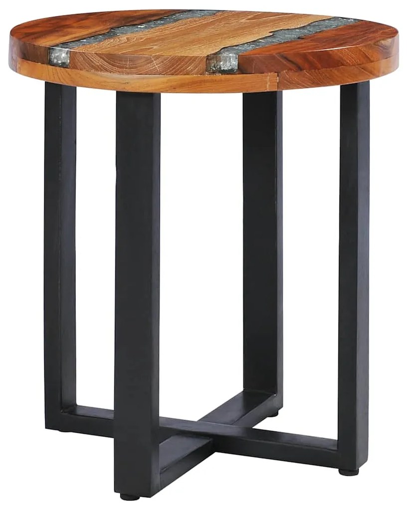 Mesa de centro 40x45 cm madeira de teca maciça e poliresina