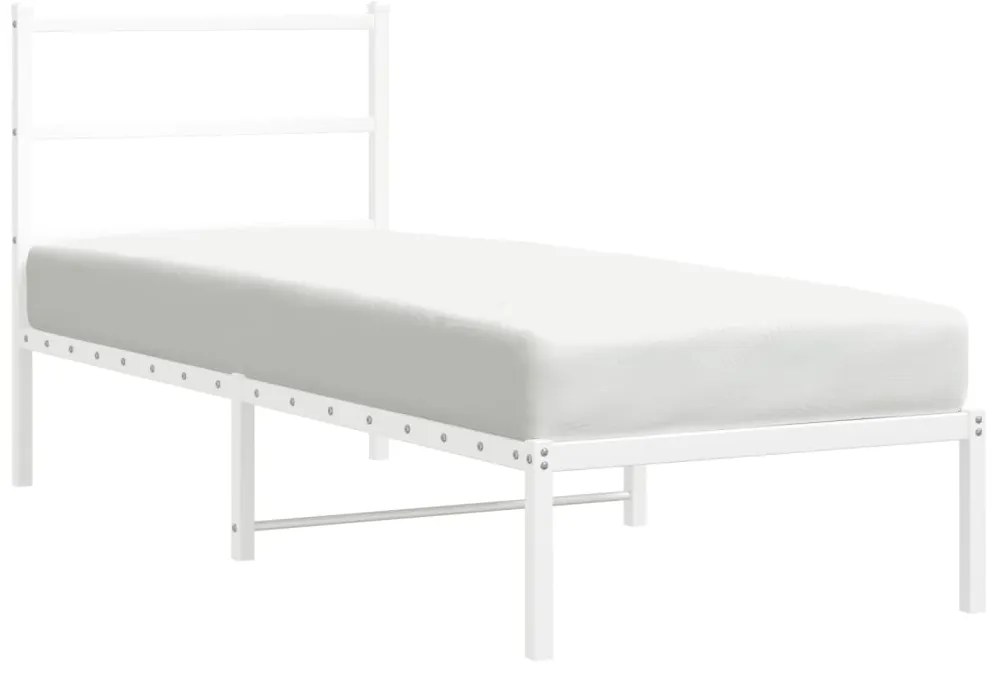 Estrutura de cama com cabeceira 75x190 cm metal branco