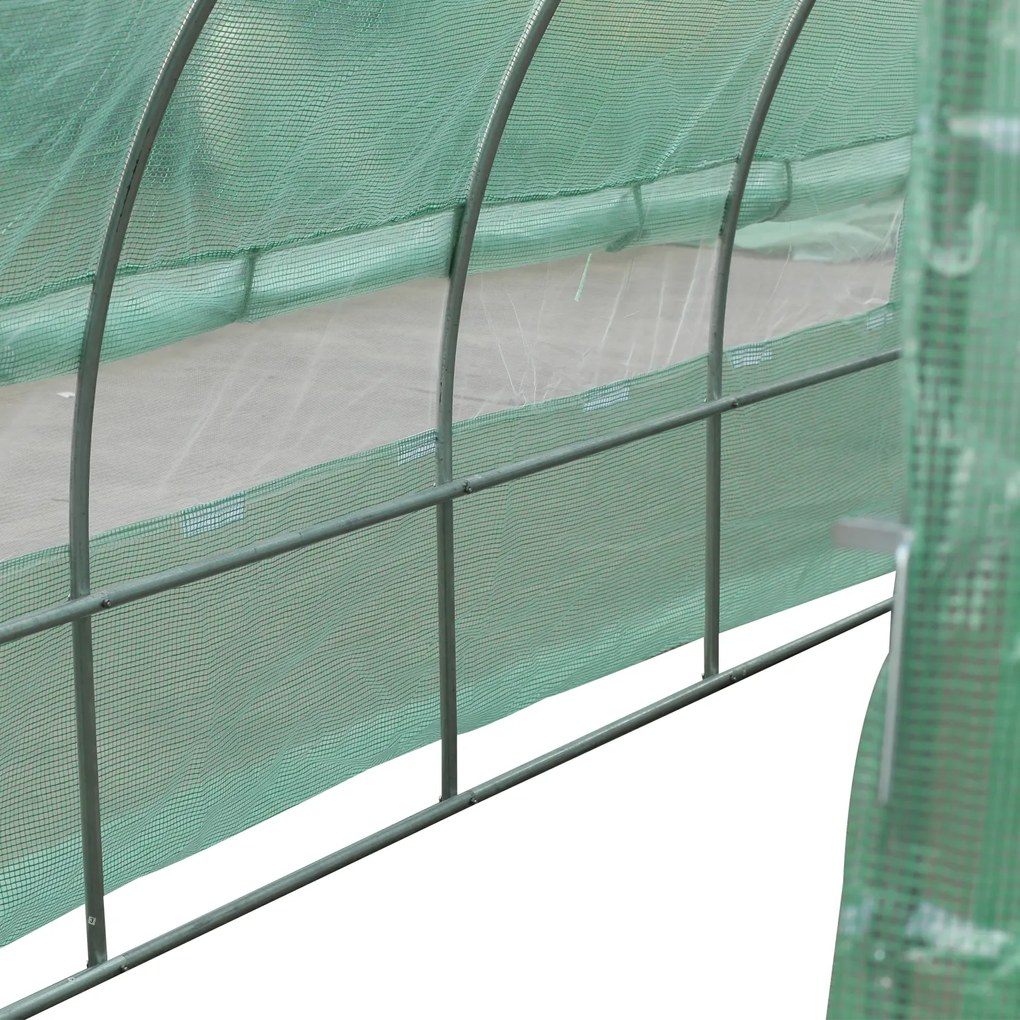 ® Estufa de Jardim e Quintal com 6 janelas para Cultivar Plantas e Verduras Coberta de PE 140g/㎡ Material de Aço - 6x3x2m