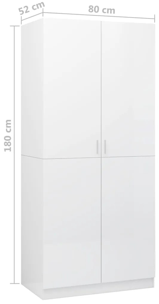 Roupeiro 80x52x180 cm derivados de madeira branco brilhante