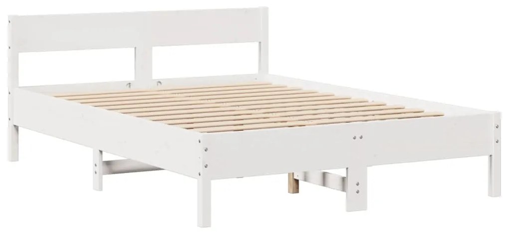 Cama com estante sem colchão 120x200 cm pinho maciço branco