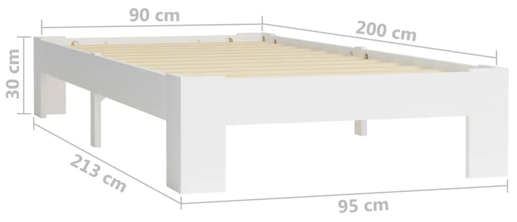 Estrutura de cama 90x200 cm pinho maciço branco