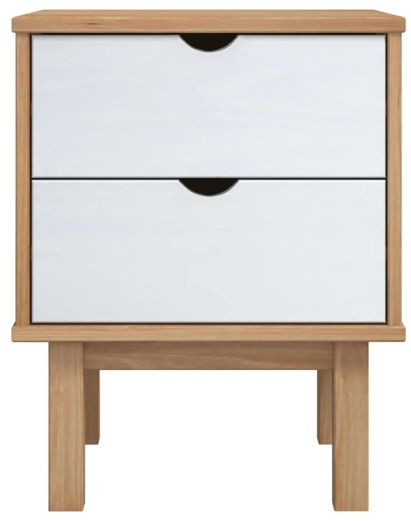 Mesa cabeceira OTTA 46x39,5x57 cm pinho maciço castanho/branco