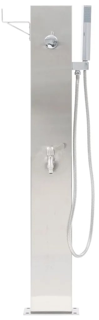 Duche de jardim com torneira 110 cm aço inoxidável