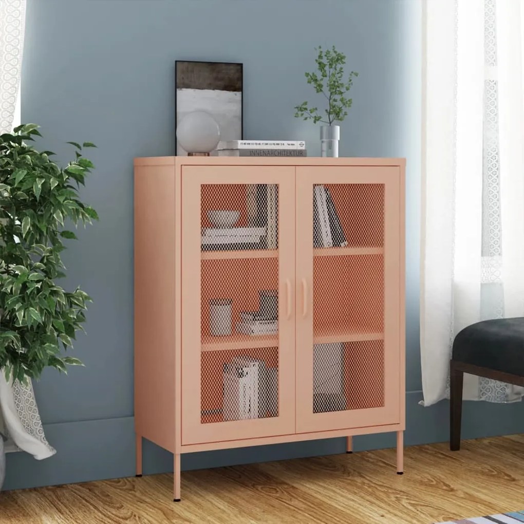 vidaXL Armário de arrumação aço 80x35x101,5 cm rosa