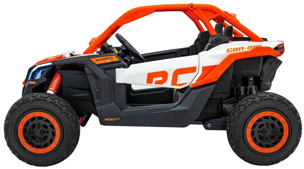 Carro elétrico para Crianças 2 Lugares 24V CAM-AM Buggy Maverick Turbo RR STRONG Motor 320 W, Rodas AR bombeado, assento couro ecológico Laranja