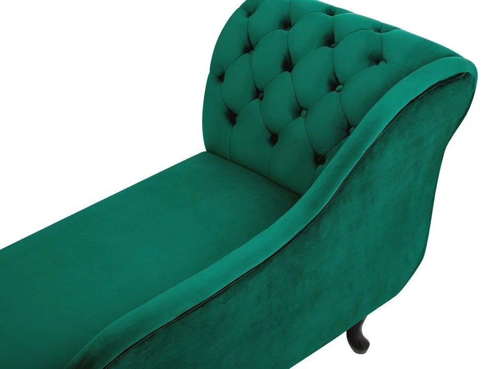 Chaise-longue à esquerda em veludo verde NIMES Beliani