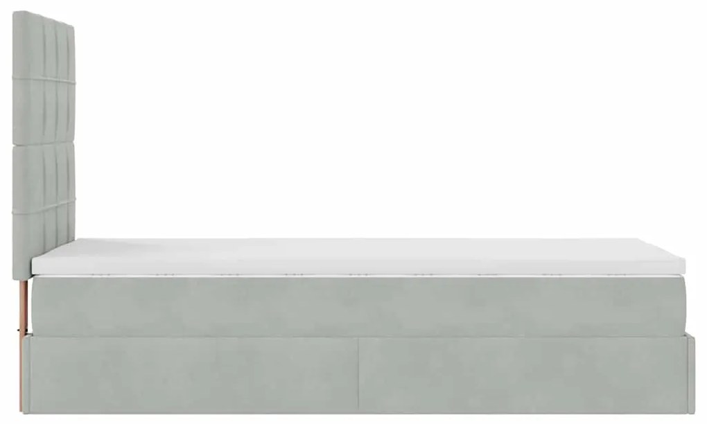 Estrutura cama otomana colchões 80x200 cm veludo cinzento claro