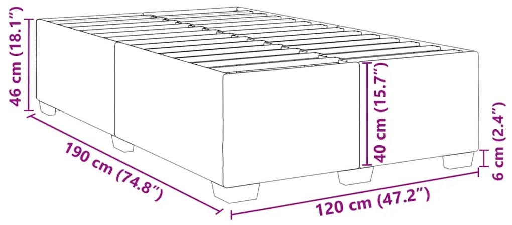 Estrutura de cama sem colchão 120x190cm tecido cinzento