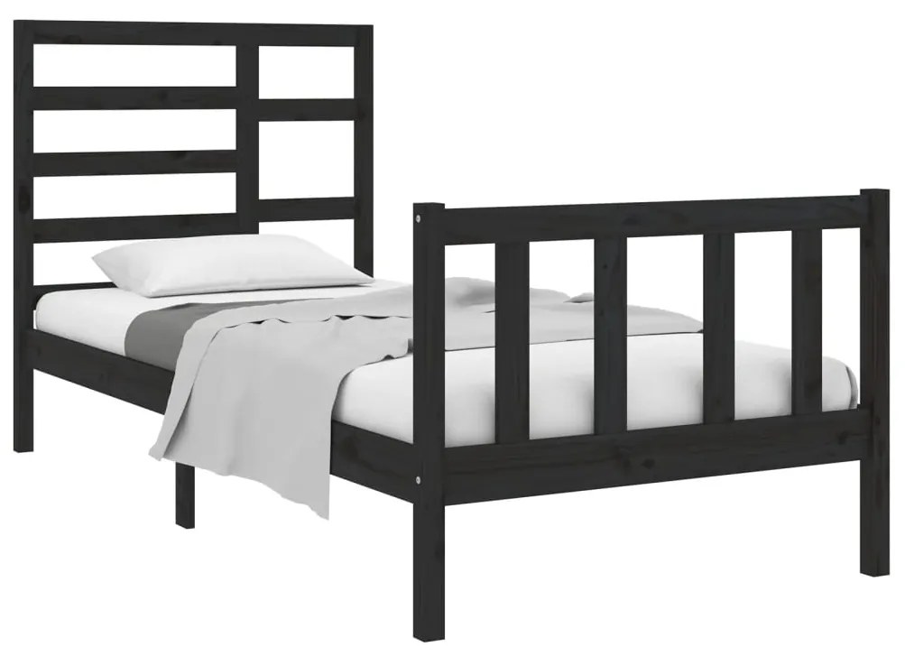 Estrutura cama pequena solteiro 75x190 cm madeira maciça preto