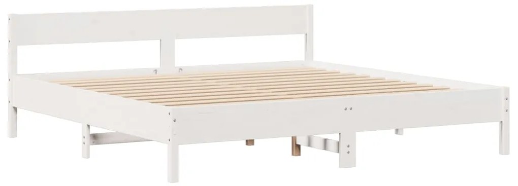 Cama com estante sem colchão 180x200 cm pinho maciço branco
