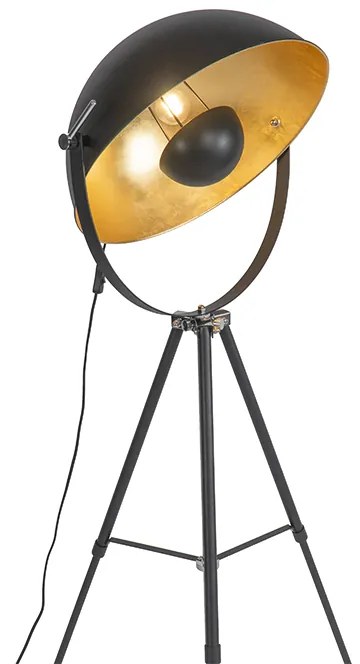 Candeeiro de pé preto com dourado 51 cm tripé ajustável - Magnax Industrial