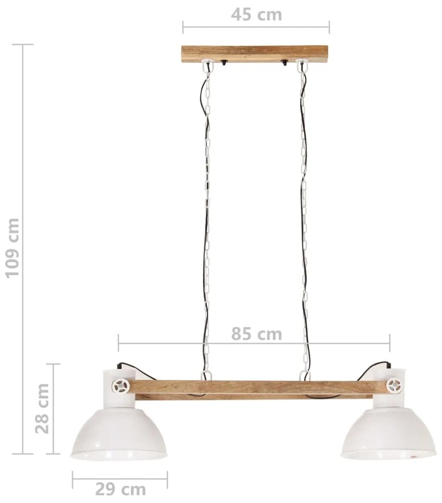 Candeeiro suspenso industrial 25 W 109 cm E27 branco