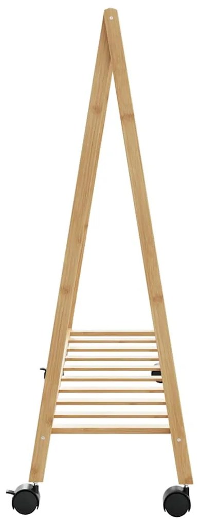Cabide com prateleiras e rodas 106x34x106,5 cm bambu