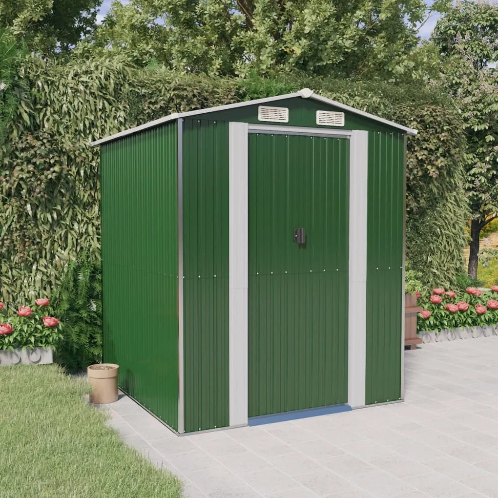 3147427 vidaXL Abrigo de jardim 192x191x223 cm aço galvanizado verde