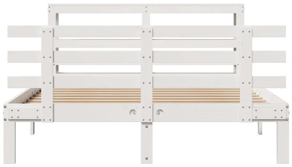 Estrutura de cama c/ cabeceira 150x200 cm pinho maciço branco