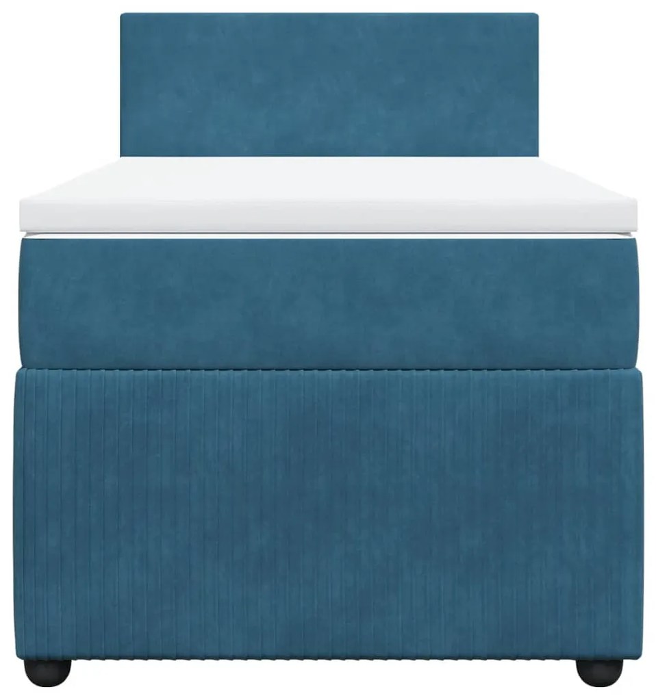 Cama boxspring com colchão 90x200 cm veludo azul