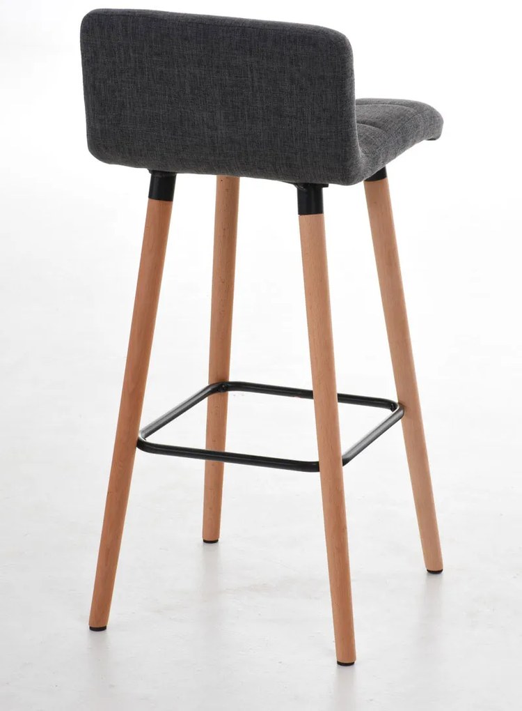 Conjunto de 2 bancos de bar Lincoln em tecido e com estrutura em Cor Natural 42 x 94 x 49 cm Cinzento
