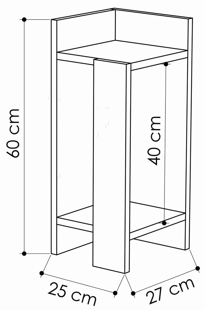 Mesa de Cabeceira Elos Right – Branco – 25x60x27 cm