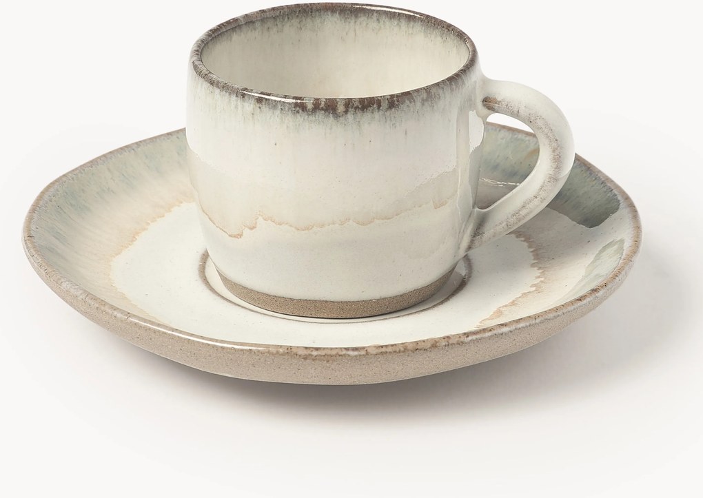 Chávenas de café expresso artesanais com pires Myrtille, conjunto de 4