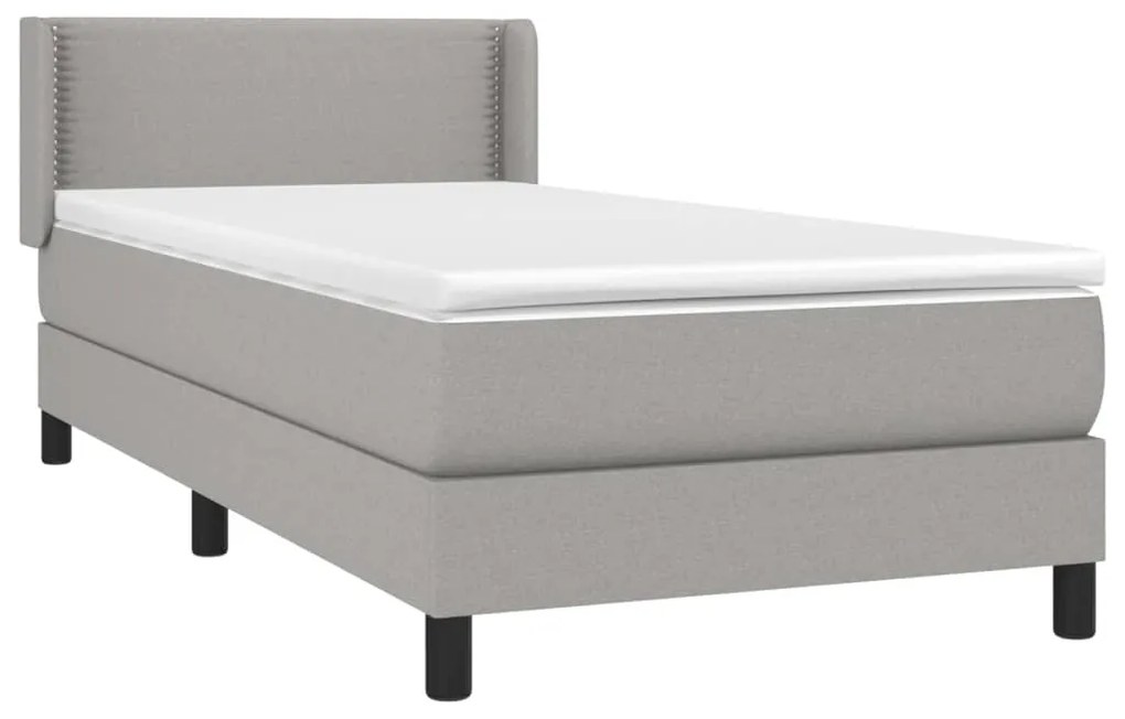 Cama com molas/colchão 90x190 cm tecido cinzento-claro