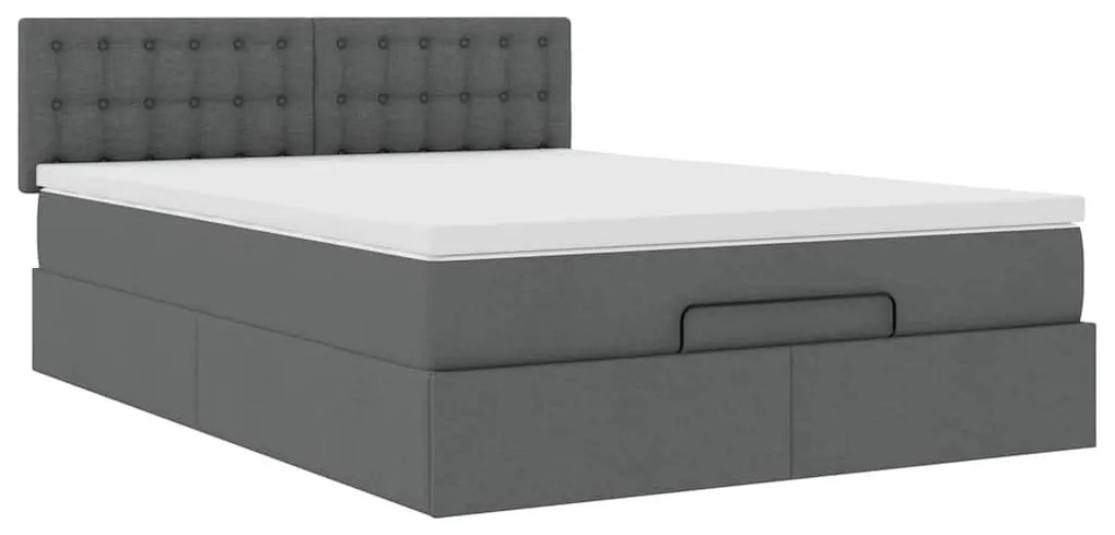 Cama otomana com colchão 140x200 cm tecido cinzento escuro