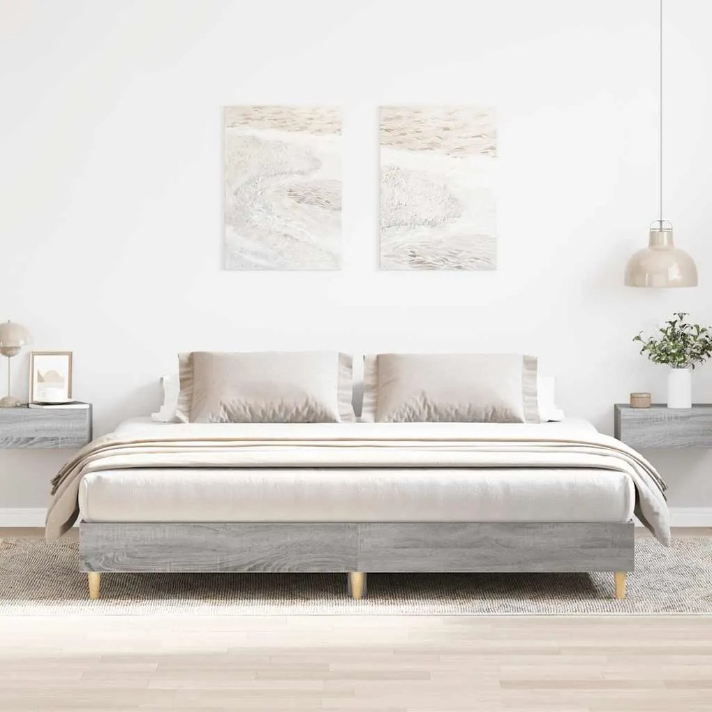 Estrutura de cama sem colchão 160x200 cm sonoma cinzento