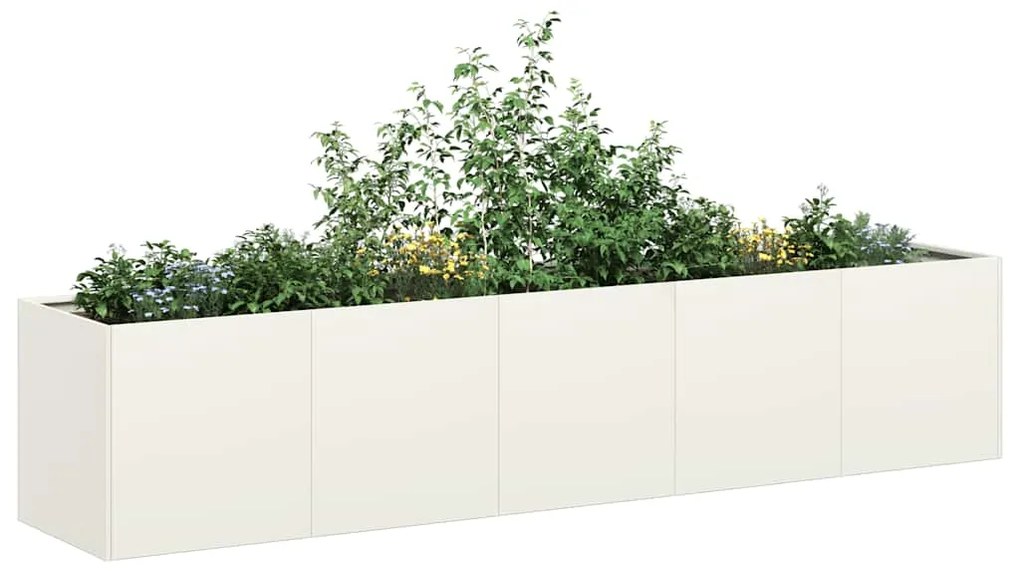 vidaXL Vaso floreira 200x40x40 cm aço laminado a frio branco