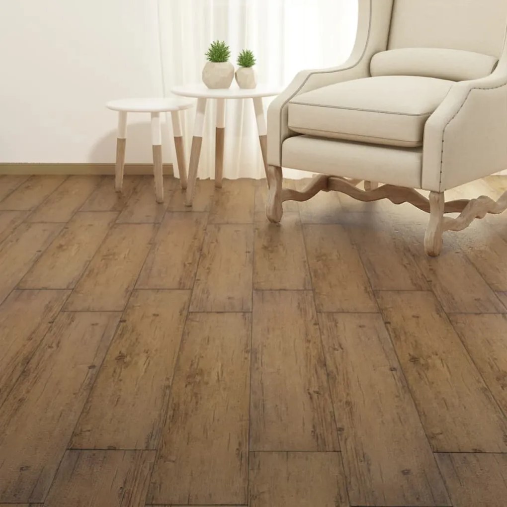 Tábuas soalho PVC não-autoadesivo 5,26m² 2 mm castanho nogueira