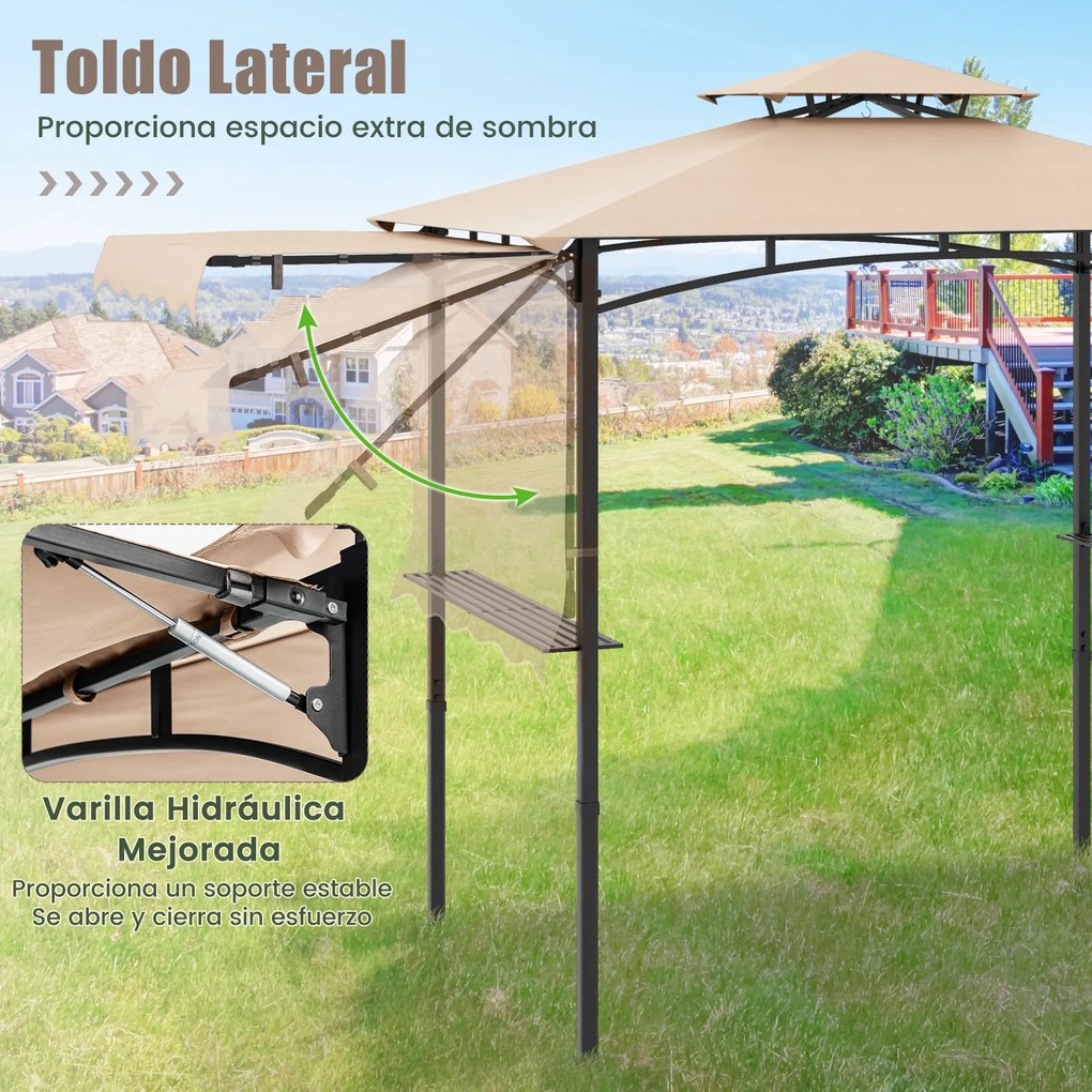 Tenda de Jardim para Churrasco, 318 x 153 cm (GRELHADOR NÃO INCLUIDO), Toldo Lateral, Bege