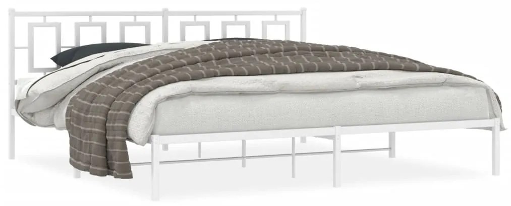 Estrutura de cama com cabeceira 200x200 cm metal branco