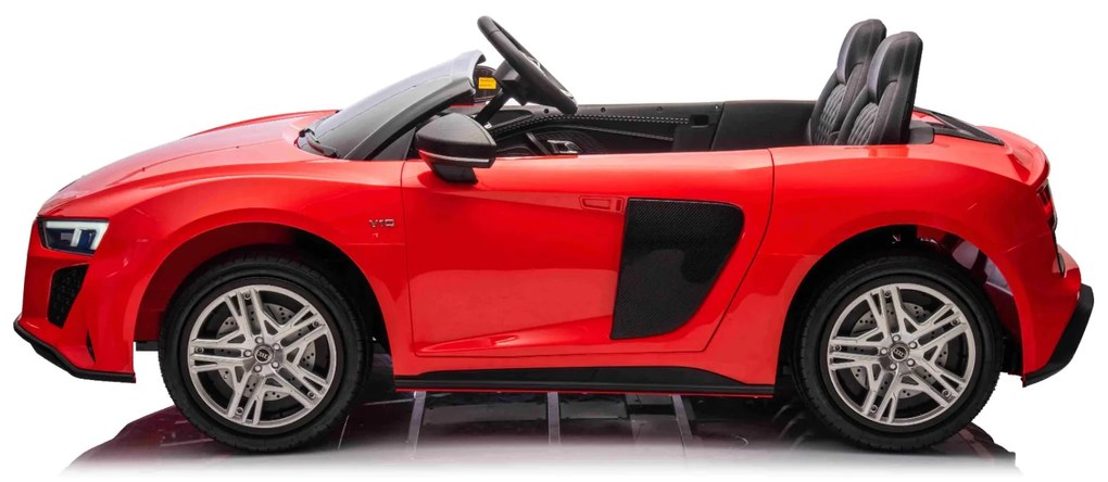 Carro elétrico para crianças Audi R8 SPYDER Dois lugares 24V, leitor MP3 com USB/AUX e Bluetooth, bateria 24V/14Ah, 2 motores de 200W, rodas EVA com s