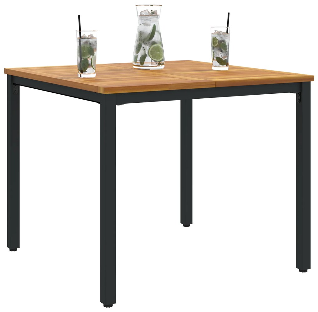 Mesa de Jardim vidaXL 90x90x75 cm em Madeira de Acácia Sólida e Metal