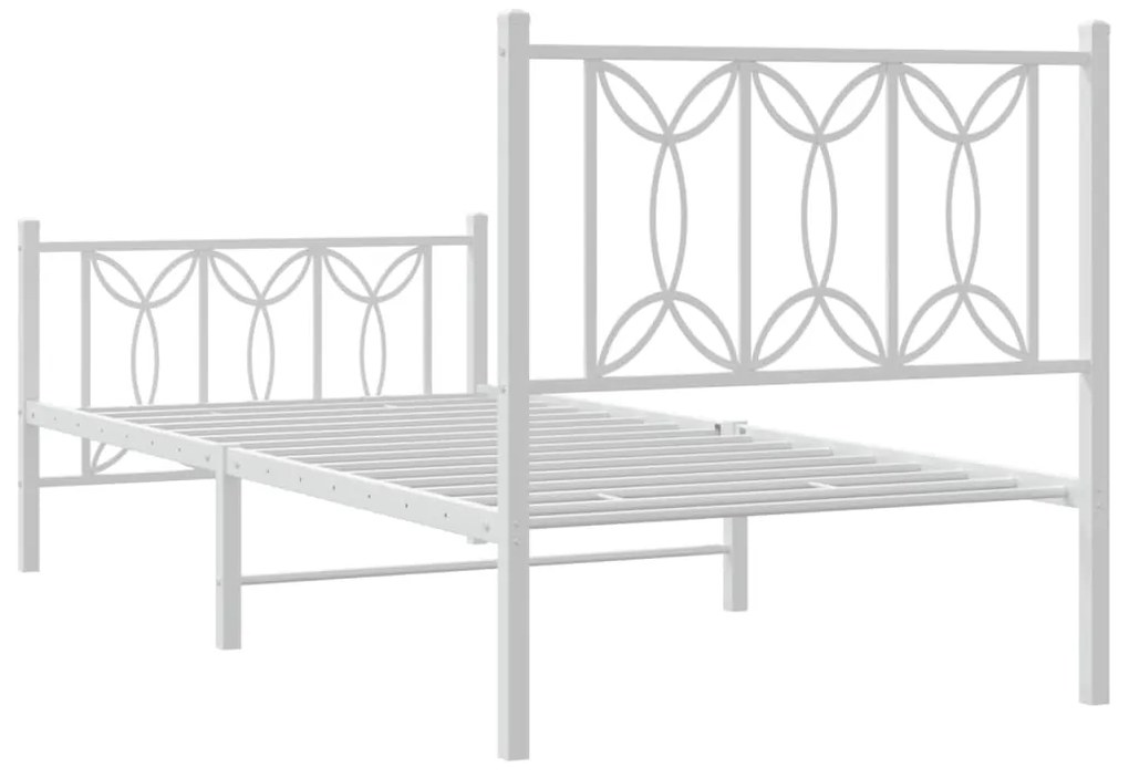 Estrutura de cama com cabeceira e pés 90x200 cm metal branco