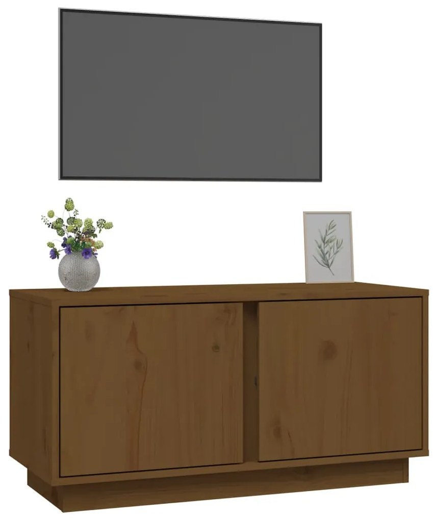 Móvel de TV 80x35x40,5 cm madeira de pinho maciça castanho mel