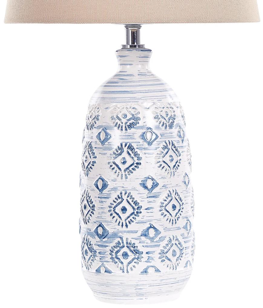 Candeeiro de mesa em cerâmica branco e azul PALAKARIA Beliani