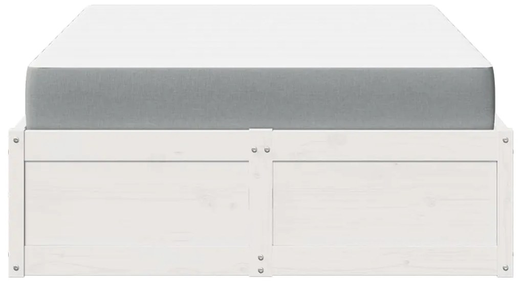 Cama com colchão 140x190 cm madeira de pinho maciça branco