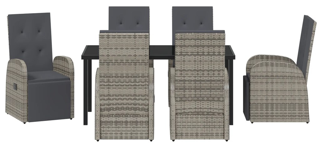 Conjunto de Jantar de Jardim com Almofadas Cinza Rattan Poliéster