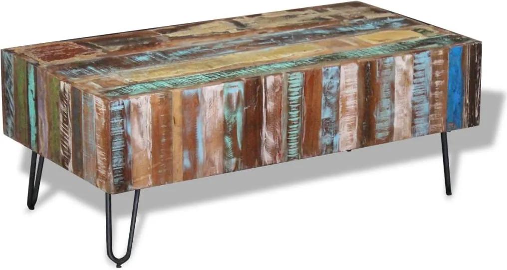 Mesa de centro madeira reciclada maciça 100x50x38 cm