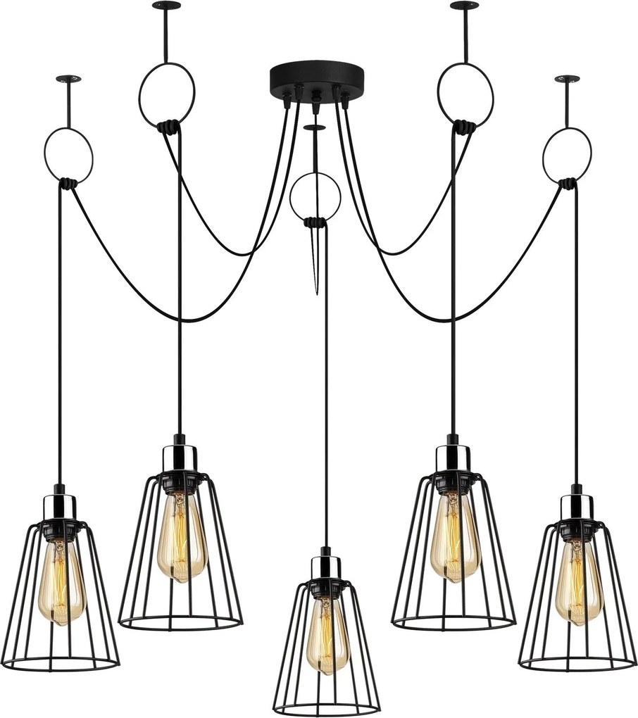 Chandelier Tel – Preto – Diâmetro 115 cm, Altura 130 cm