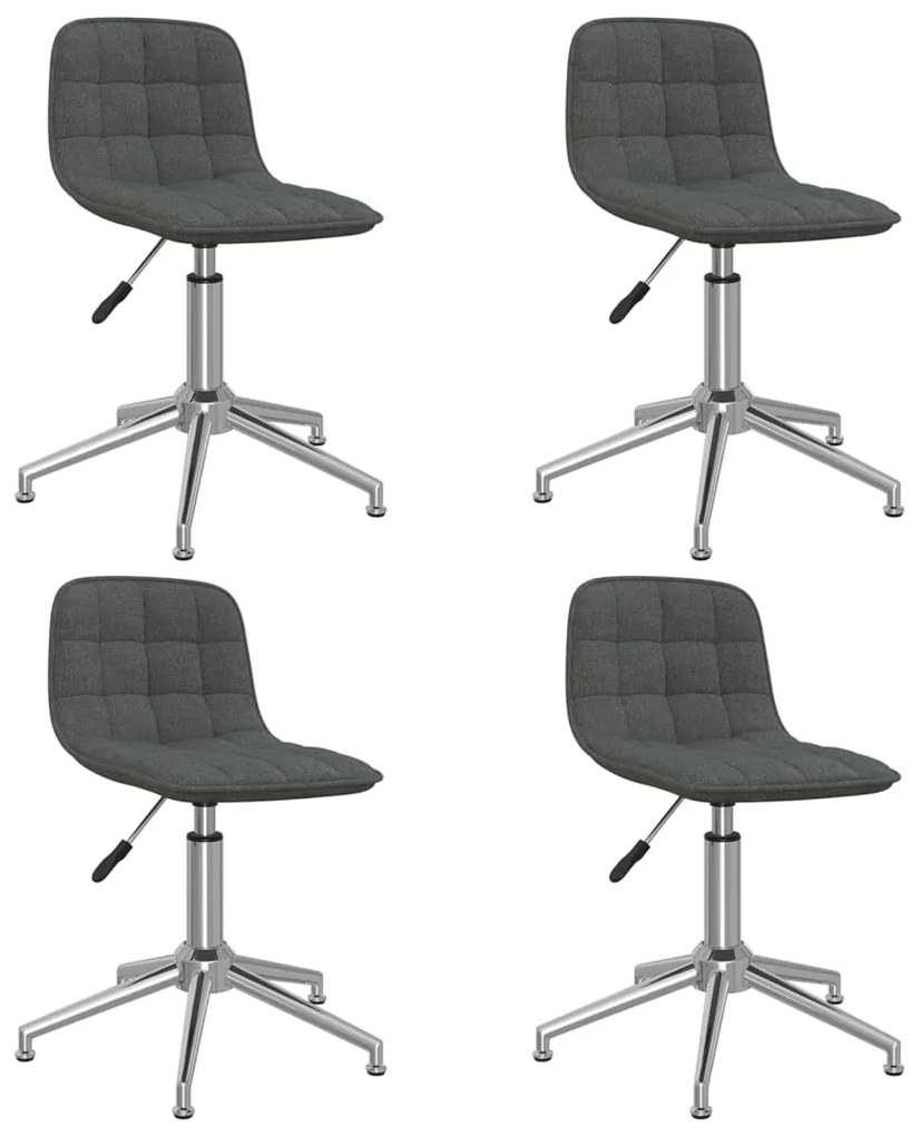 vidaXL Cadeiras de jantar giratórias 4 pcs tecido cinzento-escuro