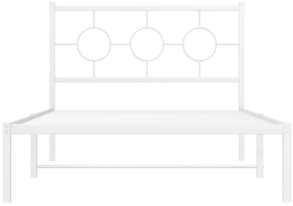Estrutura de cama com cabeceira e pés 107x203 cm metal branco