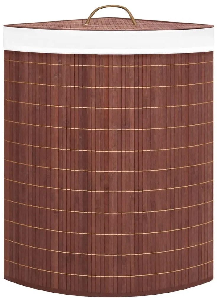 Cesto de canto para roupa suja 60 L bambu castanho