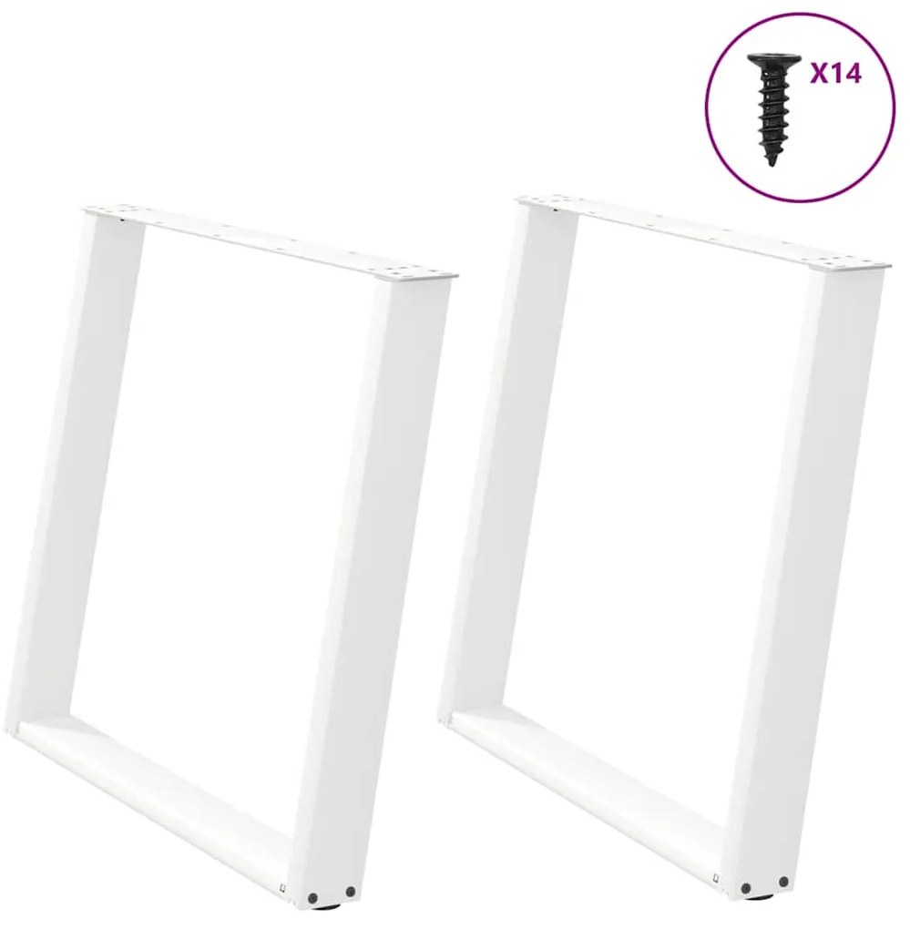 Pés de mesa de jantar em forma de U, 2 peças, branco, 100x (72-73) cm,