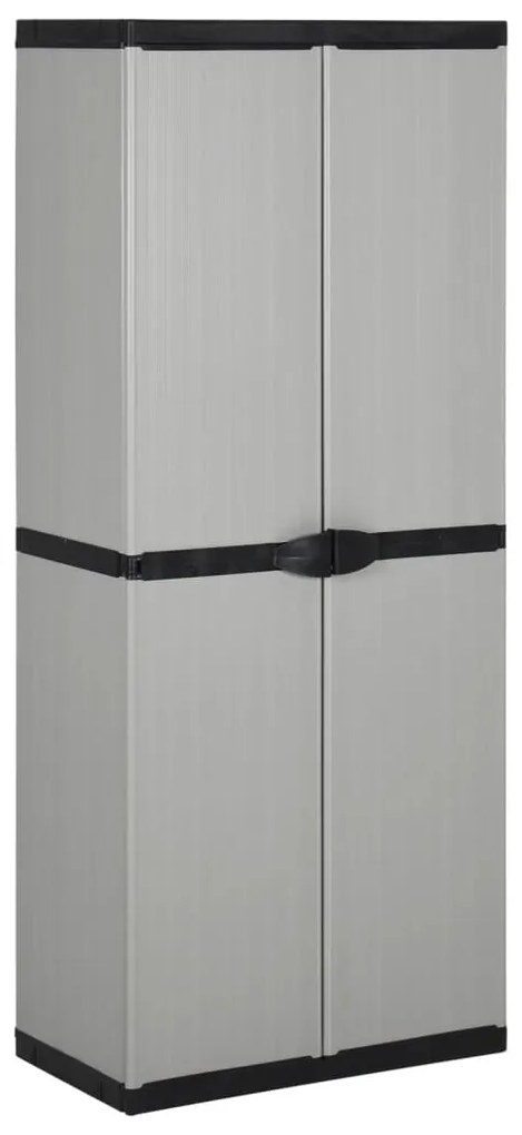 vidaXL Armário arrumação jardim 3 prateleiras 68x40x168cm cinza/preto